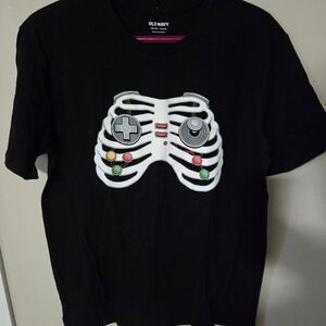 Old Navy Black Graphic Gamer Ribcage Tee